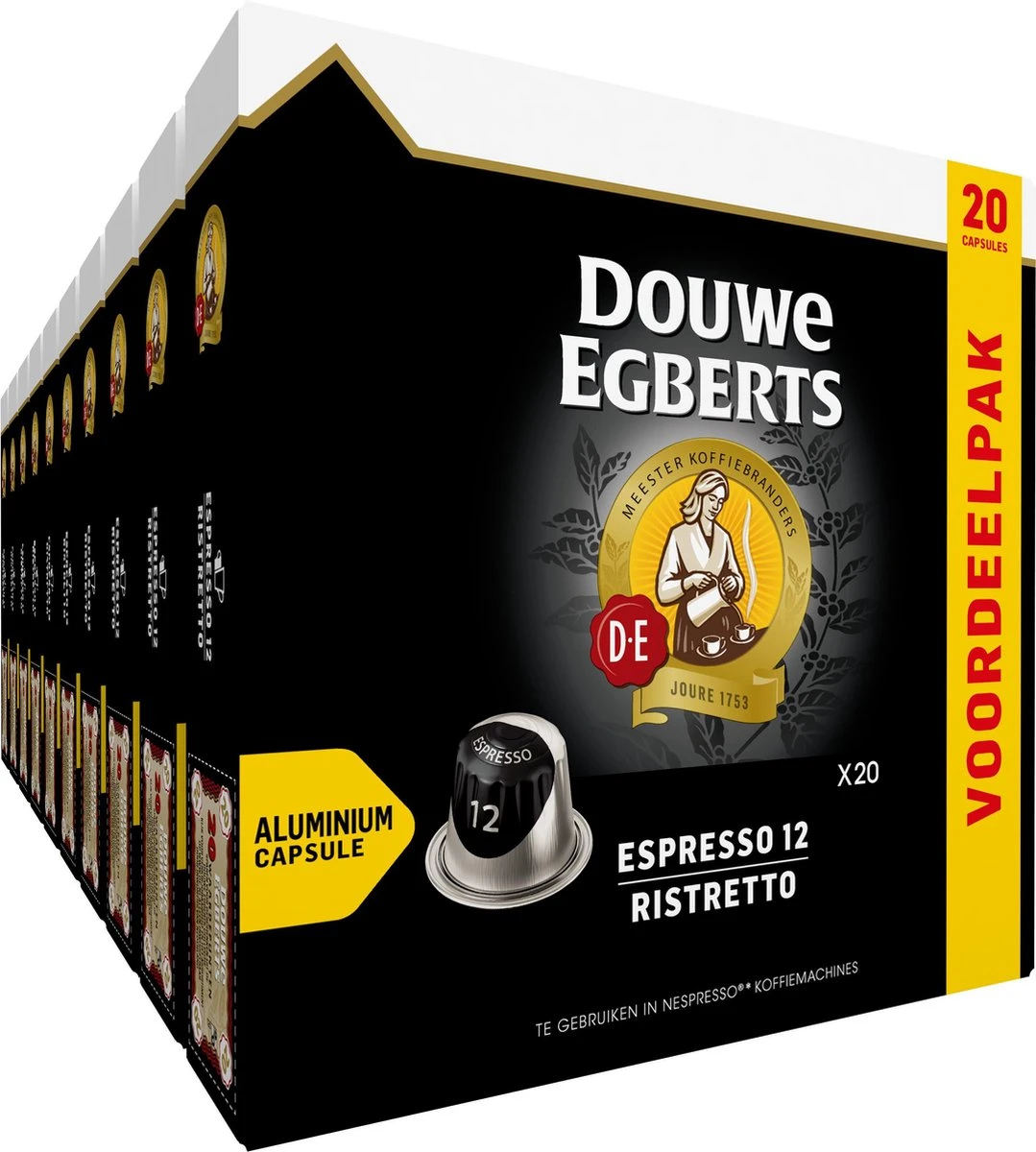 Douwe Egberts Espresso Ristretto (12) - 10 X 20 Koffiecups 3 Douwe Egberts Espresso Ristretto (12) - 10 X 20 Koffiecups
