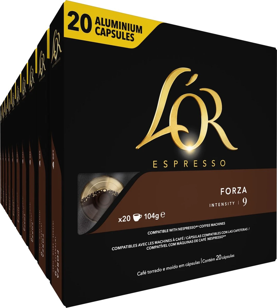 L'OR Espresso Forza Koffiecups - Intensiteit 9/12 - 10 X 20 Capsules 3 L'OR Espresso Forza Koffiecups - Intensiteit 9/12 - 10 X 20 Capsules