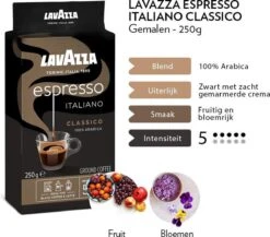 Lavazza Espresso Italiano Classico Gemalen / Filterkoffie - 8 X 250 Gram 10 Lavazza Espresso Italiano Classico Gemalen / Filterkoffie - 8 X 250 Gram -Koffiebenodigdheden Winkel 1200x1053 1