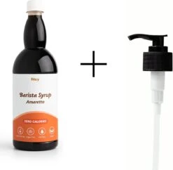 Fitcy | Koffiesiroop | Amaretto | Barista Syrup | Zero | Vegan | Vetvrij | Suikervrij | Keto-vriendelijk | Koffie | Siroop | MET DOSEERPOMP | 1L