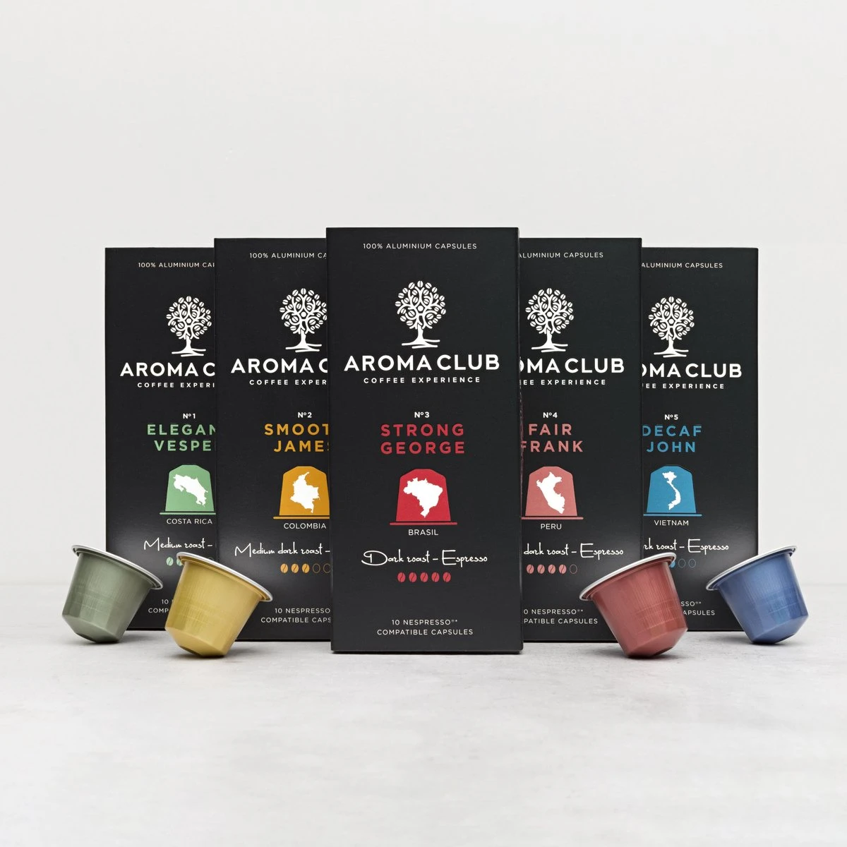 Aroma Club - Proefpakket Nespresso Compatible Capsules (100 St.) - 5 Smaken - Espresso & Lungo - 100% Aluminium Koffiecups 10 Aroma Club - Proefpakket Nespresso Compatible Capsules (100 St.) - 5 Smaken - Espresso & Lungo - 100% Aluminium Koffiecups - Afbeelding 8