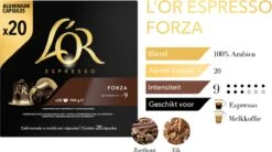 L'OR Espresso Forza Koffiecups - Intensiteit 9/12 - 10 X 20 Capsules 20 L'OR Espresso Forza Koffiecups - Intensiteit 9/12 - 10 X 20 Capsules -Koffiebenodigdheden Winkel 1200x669