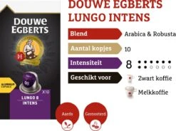 Douwe Egberts Lungo Intens Koffiecups - Intensiteit 8/12 - 10 X 10 Capsules 15 Douwe Egberts Lungo Intens Koffiecups - Intensiteit 8/12 - 10 X 10 Capsules -Koffiebenodigdheden Winkel 1200x894