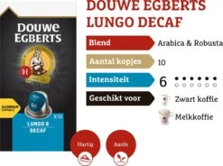 Douwe Egberts Lungo Decaf Koffiecups - Intensiteit 6/12 - 10 X 10 Capsules 15 Douwe Egberts Lungo Decaf Koffiecups - Intensiteit 6/12 - 10 X 10 Capsules -Koffiebenodigdheden Winkel 1200x895