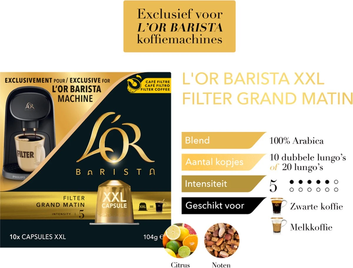 L'OR BARISTA XXL Filter Grand Matin (5) - 5 X 10 Koffiecups 8 L'OR BARISTA XXL Filter Grand Matin (5) - 5 X 10 Koffiecups - Afbeelding 6