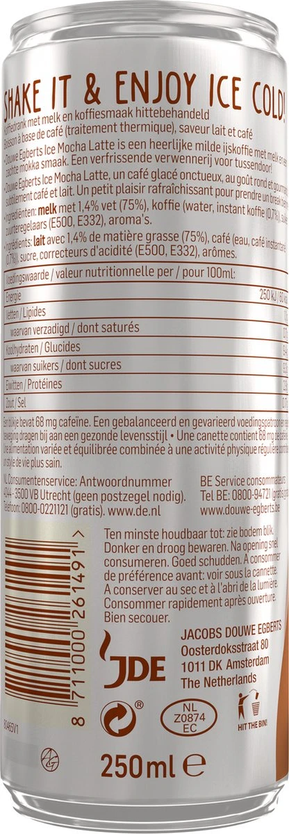 Douwe Egberts Ice Mocha Latte IJskoffie - 12 X 250 Ml 4 Douwe Egberts Ice Mocha Latte IJskoffie - 12 X 250 Ml - Afbeelding 2