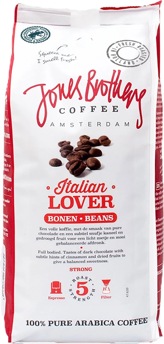Jones Brothers Coffee Koffiebonen Italian Lover – 6 X 500 Gram 3 Jones Brothers Coffee Koffiebonen Italian Lover – 6 X 500 Gram