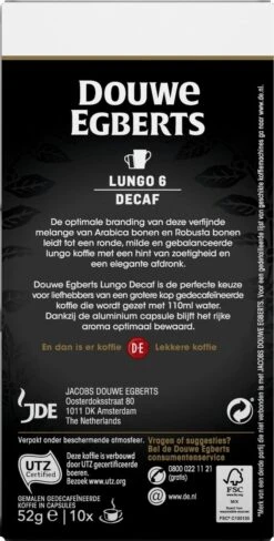 Douwe Egberts Lungo Decaf Koffiecups - Intensiteit 6/12 - 10 X 10 Capsules 14 Douwe Egberts Lungo Decaf Koffiecups - Intensiteit 6/12 - 10 X 10 Capsules -Koffiebenodigdheden Winkel 607x1200 2