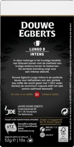 Douwe Egberts Lungo Intens Koffiecups - Intensiteit 8/12 - 10 X 10 Capsules 14 Douwe Egberts Lungo Intens Koffiecups - Intensiteit 8/12 - 10 X 10 Capsules -Koffiebenodigdheden Winkel 607x1200