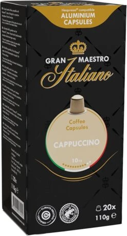 Gran Maestro Italiano - Cappuccino - Koffiecups - Nespresso Compatibel Capsules - Intense Smaak - 6 X 20 Cups -Koffiebenodigdheden Winkel 644x1200