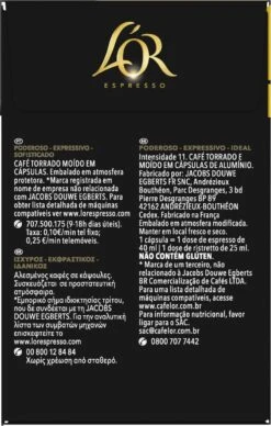 L'OR Espresso Ristretto Koffiecups - Intensiteit 11/12 - 4 X 40 Capsules -Koffiebenodigdheden Winkel 764x1200