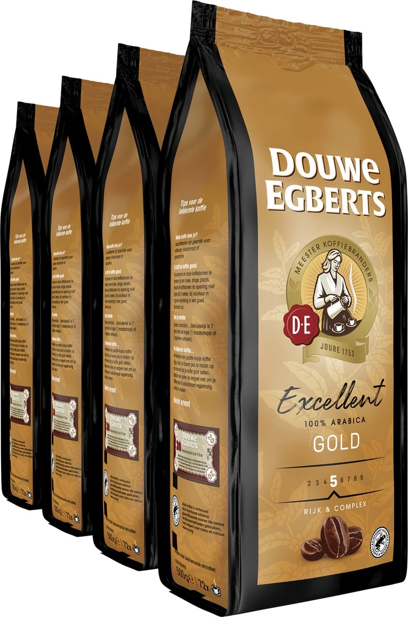 Douwe Egberts Excellent Gold Koffiebonen - 4 X 500 Gram 3 Douwe Egberts Excellent Gold Koffiebonen - 4 X 500 Gram