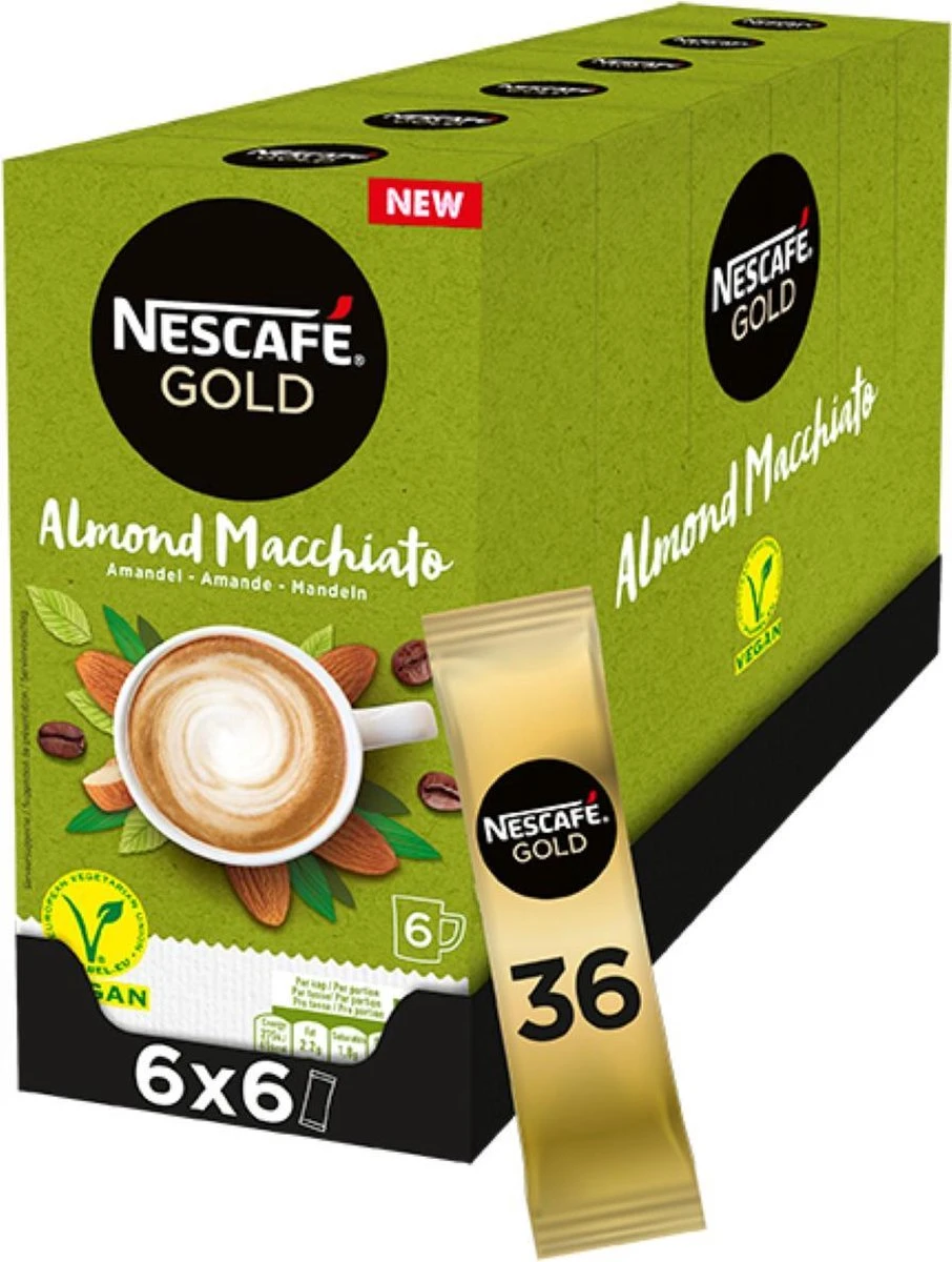 Nescafé Gold Almond Macchiato Oploskoffie - 6 Doosjes à 6 Zakjes 4 Nescafé Gold Almond Macchiato Oploskoffie - 6 Doosjes à 6 Zakjes - Afbeelding 2